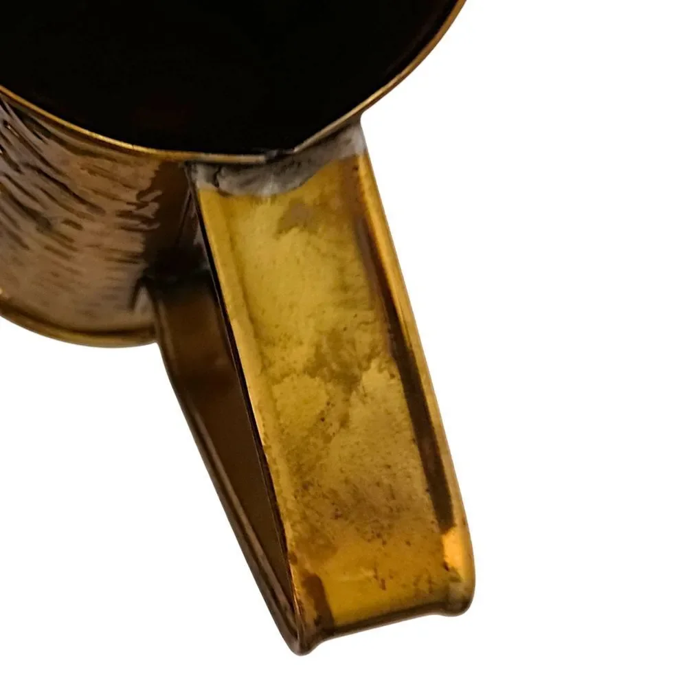 Brass Embossed Ale Pitcher‎ Pub Scene Repousse Made In England Textured Vintage
